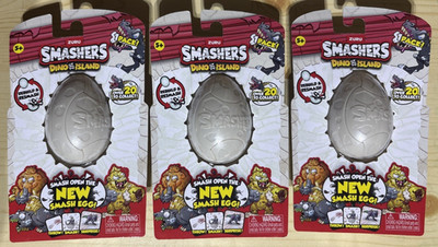 Lot of 3 Zuru Smashers-Dino Island Smash Egg w/Collectible Dinosaur Inside