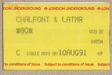 Chalfont & Latimer 30 - final UTS London Underground ticket - Metropolitan Line