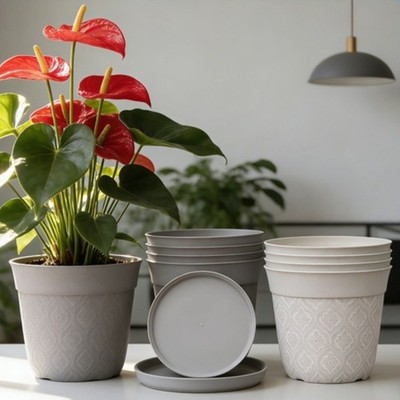 Kunststofftopf 20,5 cm T x 17,5 cm H mit matter Oberfl?che und 8 Drainagel?che