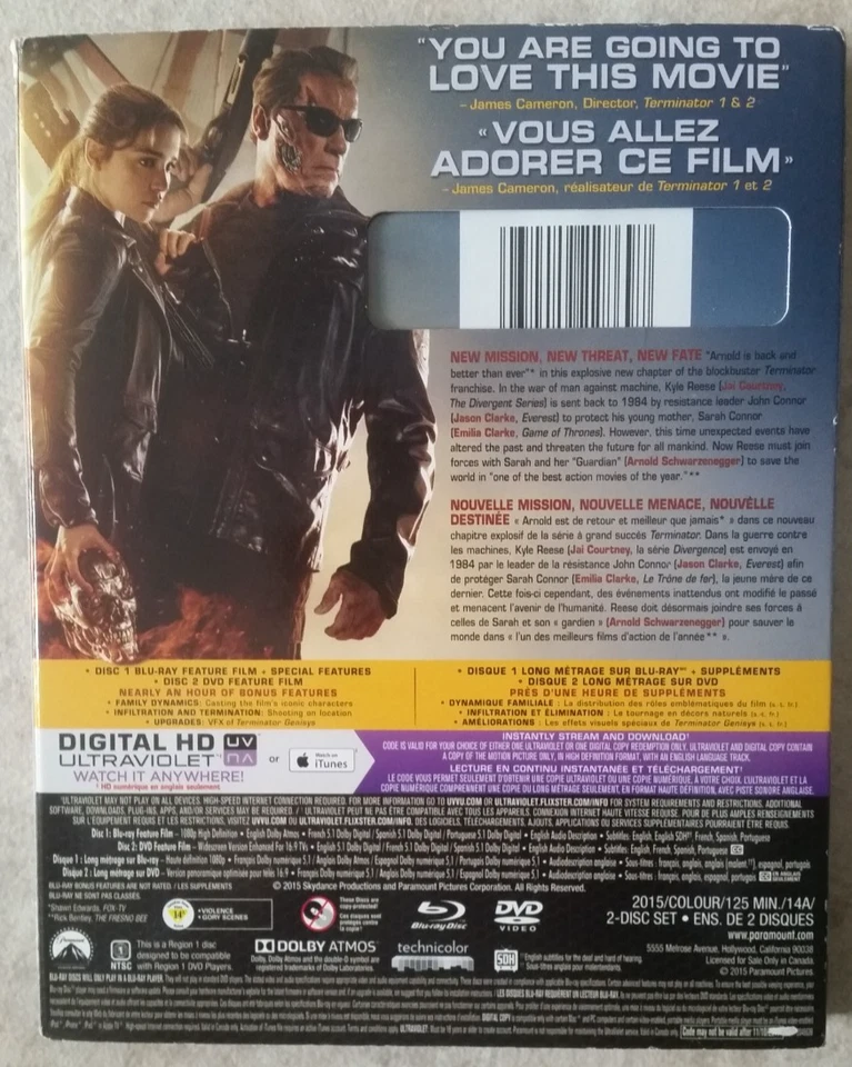 Terminator Genisys Blu-ray/DVD, Slipcover, 2015.Pre-owned, Like New condition. - Image 2 of 2