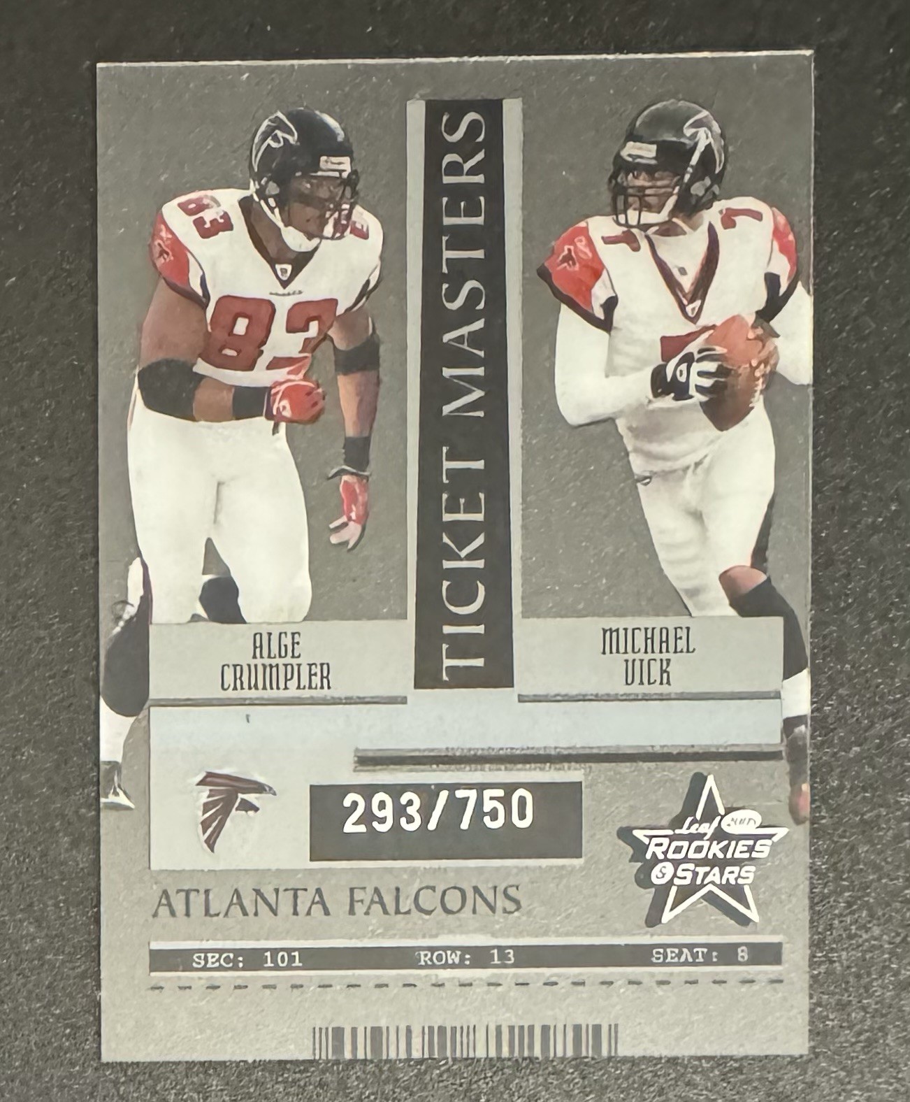 Michael Vick & Alge Crumpler 2005 Leaf Rookies & Stars Ticket Masters /750 #TM2