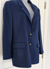 Talbots 100 Camel Hair Blazer Coat Women s 10 Blue Made in Italy Lined Jacket