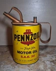 Vintage 1960s Collectible 32 fl oz Pennzoil Tough-Film Motor Oil Can Empty