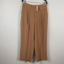 Madewell The Rosedale High-Rise Straight Pant in Crepe Size 12 Tan Pleated
