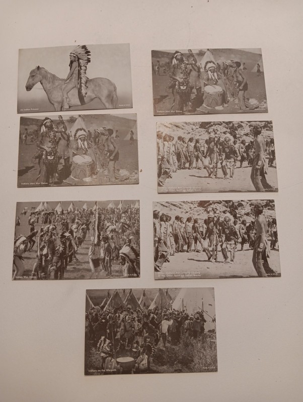 Vintage Arcade Cards, Native American Indian Pictures, Lot Of 7