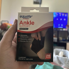 Equate Adjustable Ankle Brace Support  Compression, One Size, Black Brand New