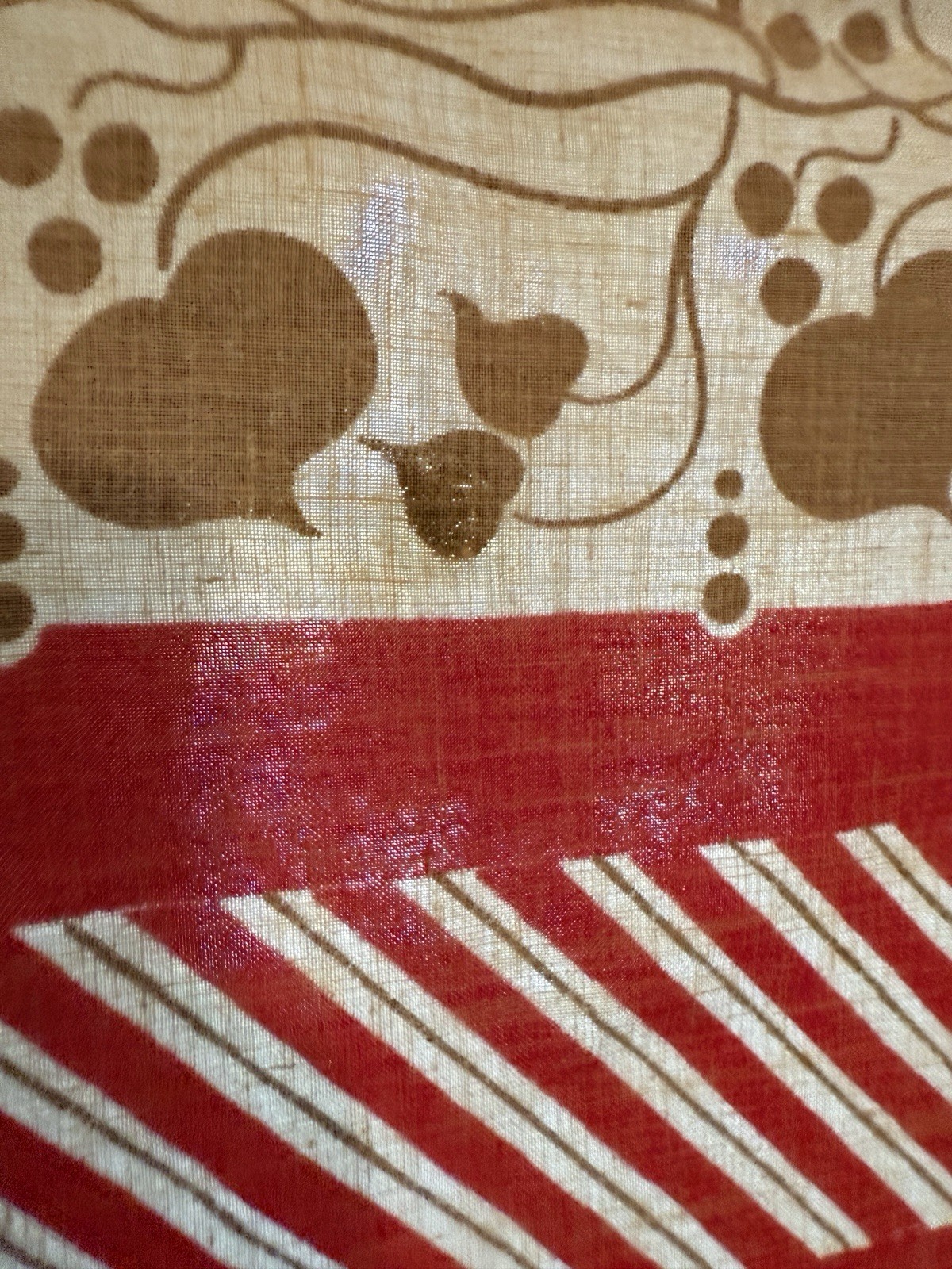 Vintage 70's Red & Gold Linen Tablecloth