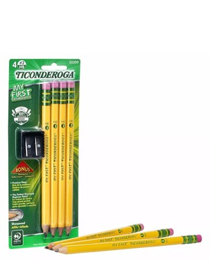 TICONDEROGA My First Pencils, Wood-Cased #2 HB Soft, Pre-Sharpened with Eraser,