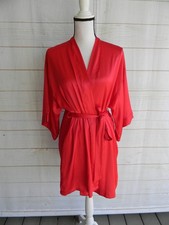 NWT Victoria's Secret RED Satin Kimono Robe XS/S BELTED SHORT