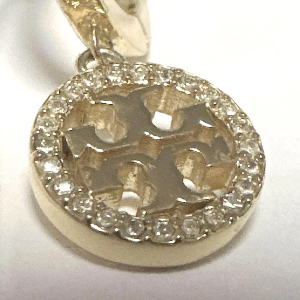 Pendientes TORY BURCH Espejo Pavimento Gota Huggy Aro Latón Cristal 0.4 pulgadas Foto 4 de 4