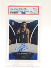 VICTOR WEMBANYAMA 2023-24 TOPPS MERCURY BLUE REFRACTOR RC AUTO /75 PSA 9 Q4935