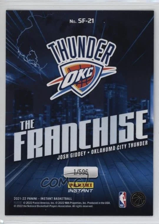 2021-22 Panini Instant The Franchise /596 Josh Giddey #SF-21 Rookie RC - Image 2 of 2