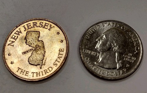 Moneda ficha juego de petróleo Shell 1969 Estados de la Unión de bronce - Nueva Jersey - Imagen 6 de 6