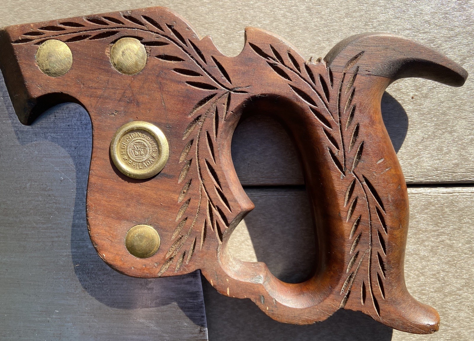 Antique / Collectible Disston No. 12 Handsaw with a blade of London Spring Steel