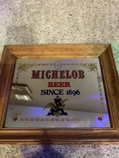 Vintage Michelob Beer Since 1896 Framed Mirror Sign Man Cave Bar Decor