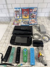 Nintendo Wii U 32GB Console WUP-010 GamePad Cords 6 Games Manual Black Tested