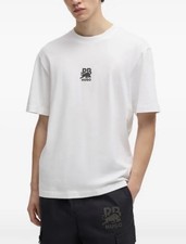 Image of HUGO Men's White Cotton Crew Neck Short Sleeve Logo T-Shirt Size XL