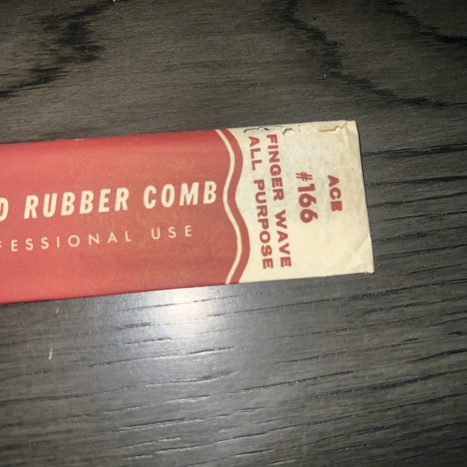 "Peine de bolsillo de goma dura As genuino vintage 7"" negro #166 onda de dedo sellado en EE. UU." Foto 3 de 4