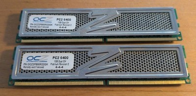 2x 1GB (=2GB) OCZ Platinum Revision 2 DDR2 800 MHz PC6400 Ram OCZ2P800R22GK
