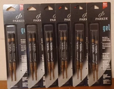 Lot of 6 Parker 30525 Gel Ink Refill for Ballpoint Pens Medium Point Black NOS