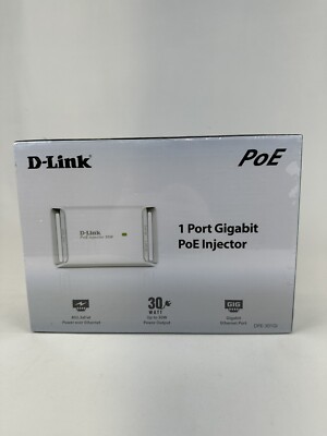 New D-Link DPE-301GI Gigabit PoE+ Injector, 30 Watts, 802.3af/at 100m