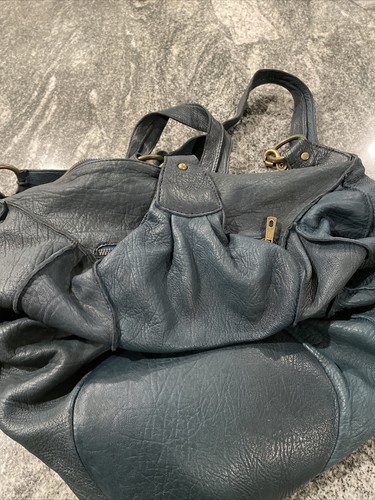 BOLSO DE MANO GRANDE DE CUERO JUMER DIECI/BARNEYS NY PRECIOSO AZUL 2 CORREAS Exc. - Imagen 5 de 9