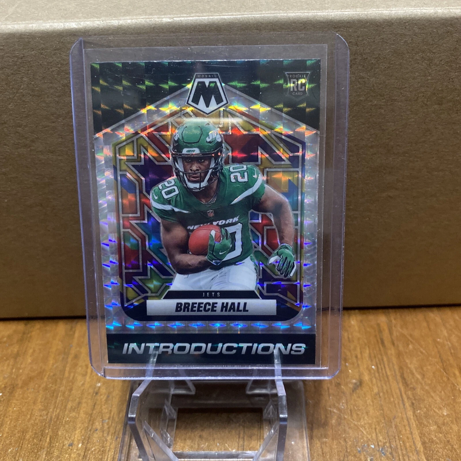 2022 NFL Mosaic Introductions Breece Hall Silver Mosaic Jets Rookie Card