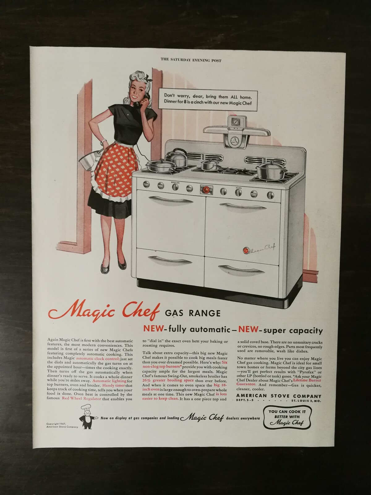 Vintage 1947 Magic Chef Gas Range Original Full Page Ad eBay