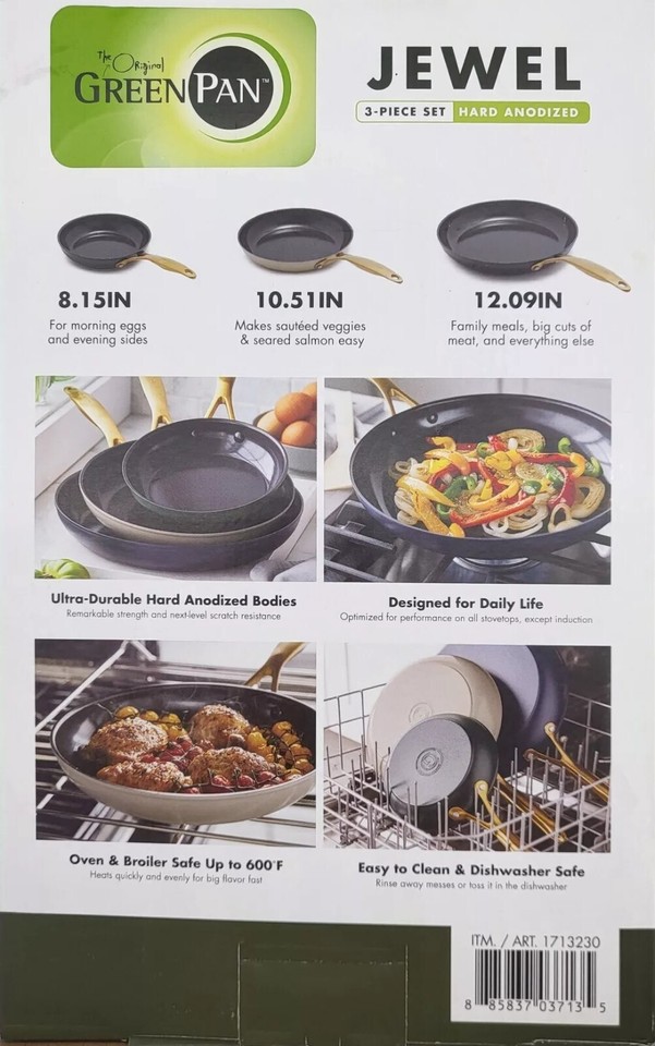 Excellent GreenPan Jewel 3piece Ceramic NonStick Skillet Set