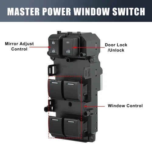 35750-TP5-H21 Interruttore alzacristalli elettrico lato sinistro anteriore per Honda Accord 2008-2012 - Foto 5 di 12