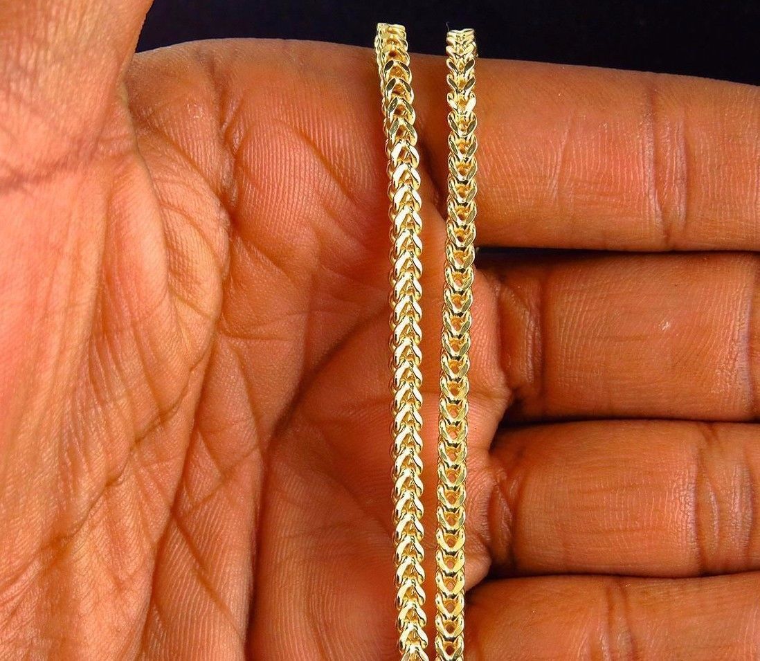 Collana In Oro Giallo 10K Da Uomo 2mm Franco Quadrato Box Foxtail Wheat Collana In Oro Giallo 10K Da Uomo 2mm Franco Quadrato Box Foxtail Wheat