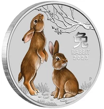 2023 1/2oz 50c Colored Silver Lunar Year of The Rabbit Coin Australia In Cps.