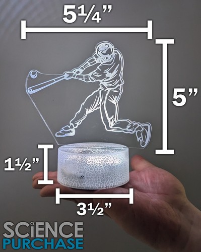 Baseball Swing LED Night Light w/ Remote Control - 16 Colors, 5 Modes, Dimmable - Picture 3 of 9