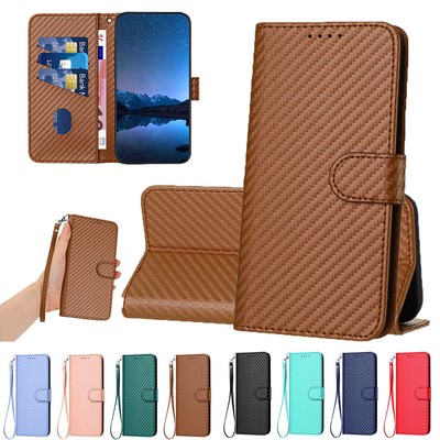 Carbon Hülle für Redmi Note 12 Pro+ 11 11S 12S 9S Handy Tasche Schutz Flip Case
