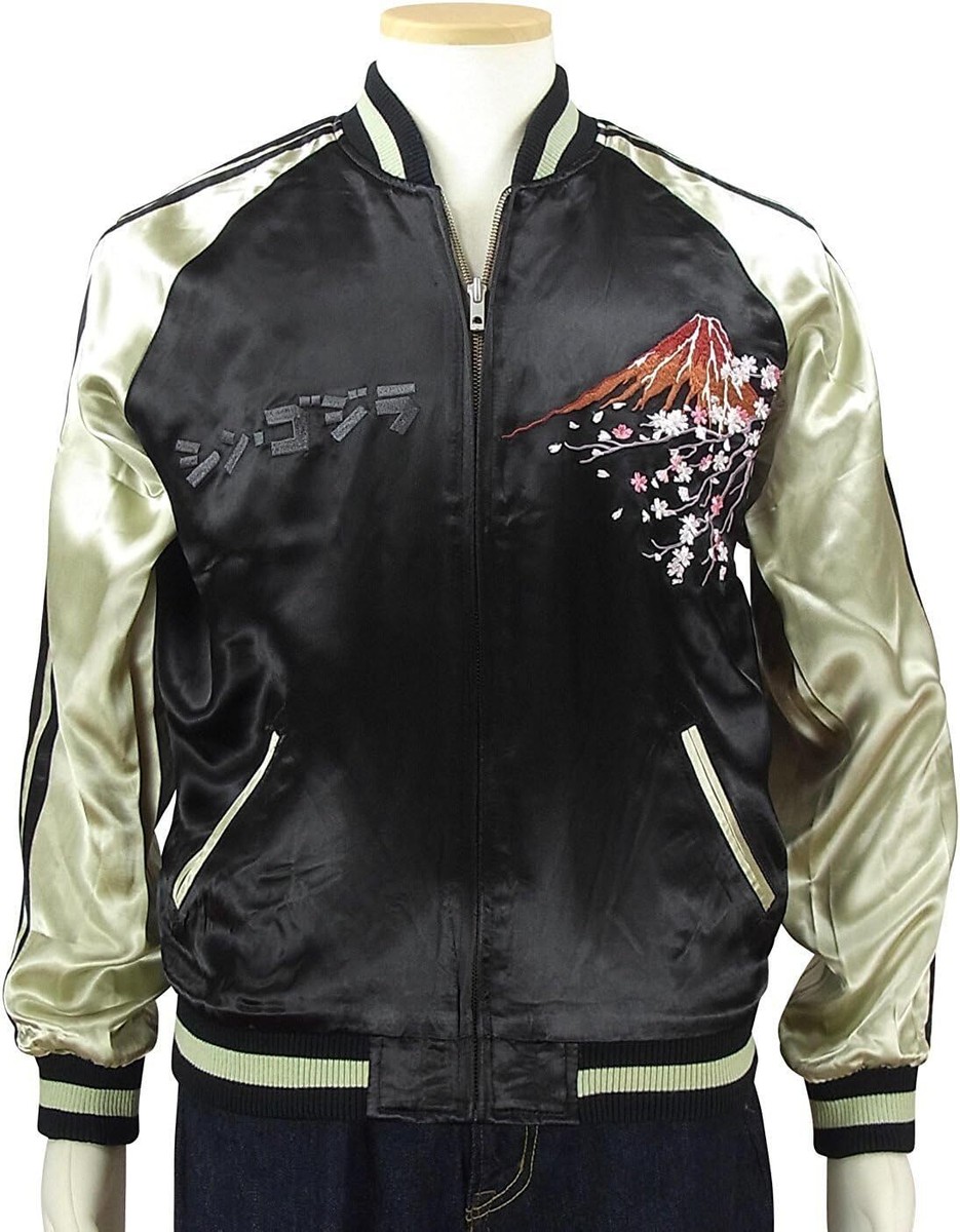 Sukajan Godzilla Sakura Fuji Satin Embroidery Jacket GZSJ Sukajan Godzilla Sakura Fuji Satin Embroidery Jacket GZSJ