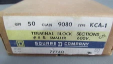 Square D Class 9080 KCA-1 Terminal Block Sections #8 or Smaller Box of 50, NIB