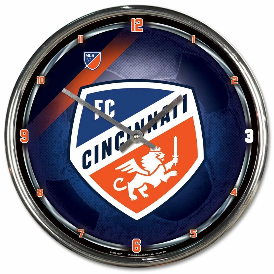 FC CINCINNATI 12" CHROME ROUND WALL CLOCK NEW WINCRAFT 👀 - Image 1 of 1
