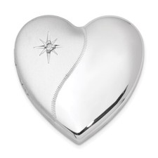 Sterling Silver Rhodium-plated Diamond 4 Photo Family Heart Locket Pendant
