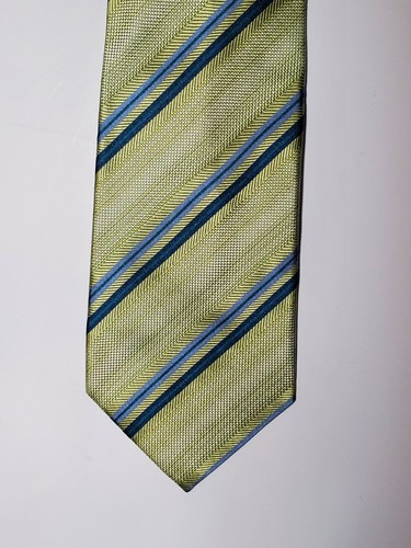BANANA REPUBLIC Green Tie Striped 100% Silk - Picture 2 of 7