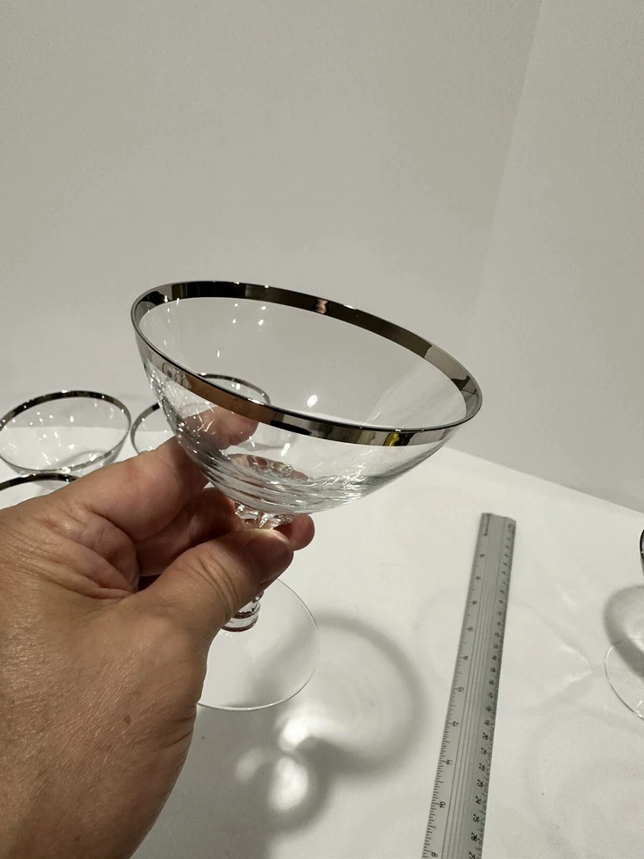 Cuatro copas de Sherbet champán anillo de boda Fostoria borde de platino Foto 4 de 4