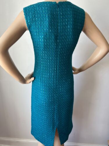 NUEVO TRAJE DE VESTIDO ST JOHN TEJIDO TALLA 10 VERDE AZULADO MULTI - Imagen 4 de 11