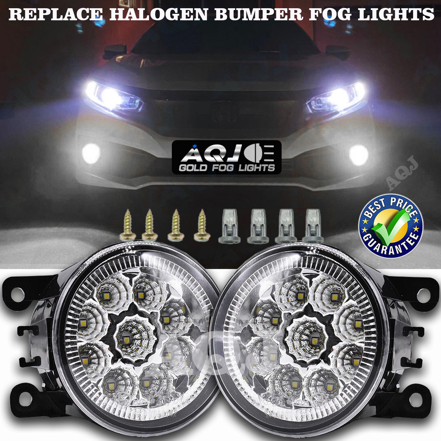 Pair 9*LED Front Fog Light For RAM 1500 2019 2020 -2024 Bumper Lamps Replacement