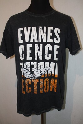 Evanescence Imperfection Sz L Acid Wash Black Graphic T Shirt 