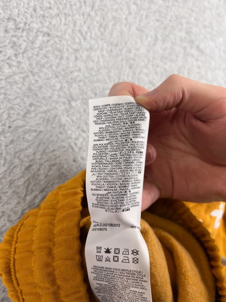 Hurley 裤子女式小号黄色慢跑运动裤棉混纺抽绳 — 第 4/4 张图片