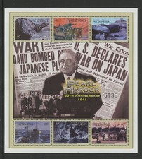 MICRONESIA 478-81, 2001 PEARL HARBOR ATTACK, 4 M/S, MNH (MIC3544)