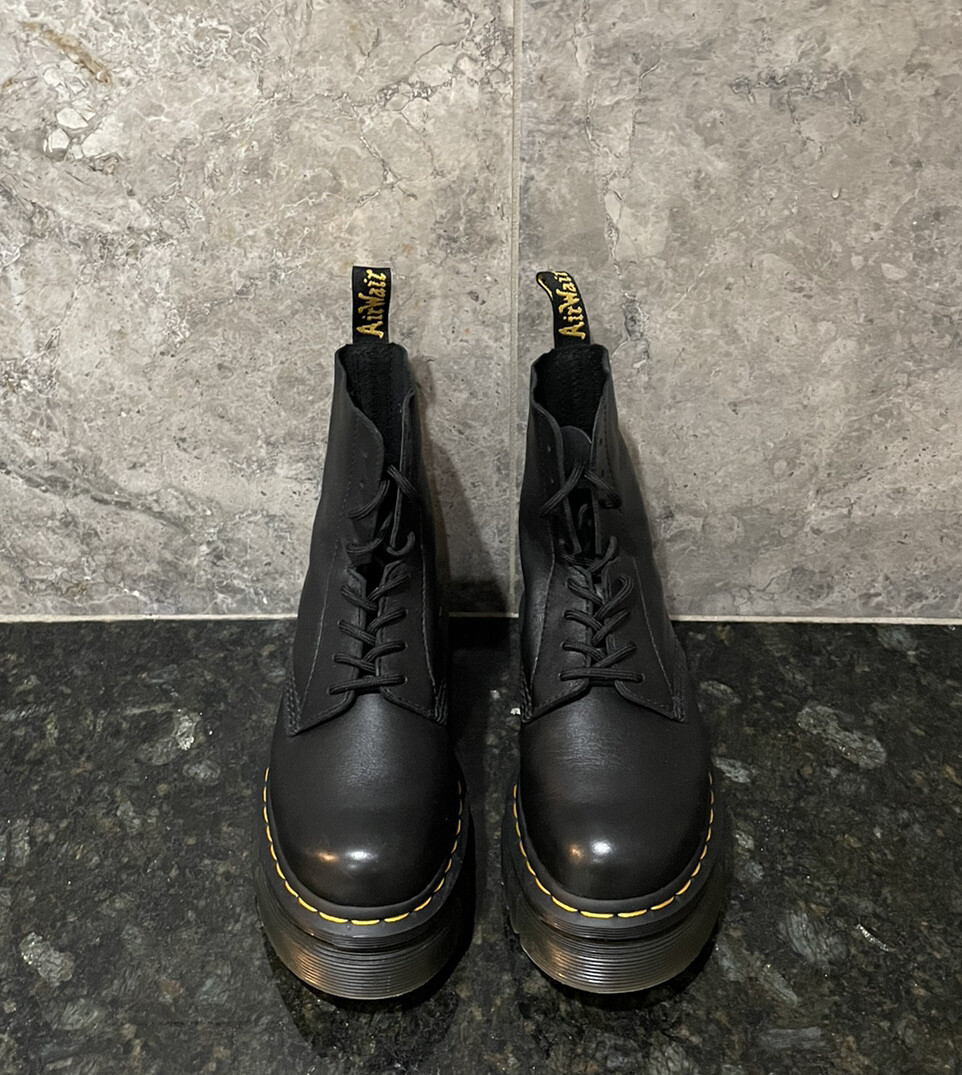 DR. MARTENS Women's Audrick 8-Eye Platform Leather Boots Black