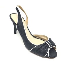Women's Oscar de la Renta Slingback Sandals Shoes Size 35.5 EU/5.5 B Black V11