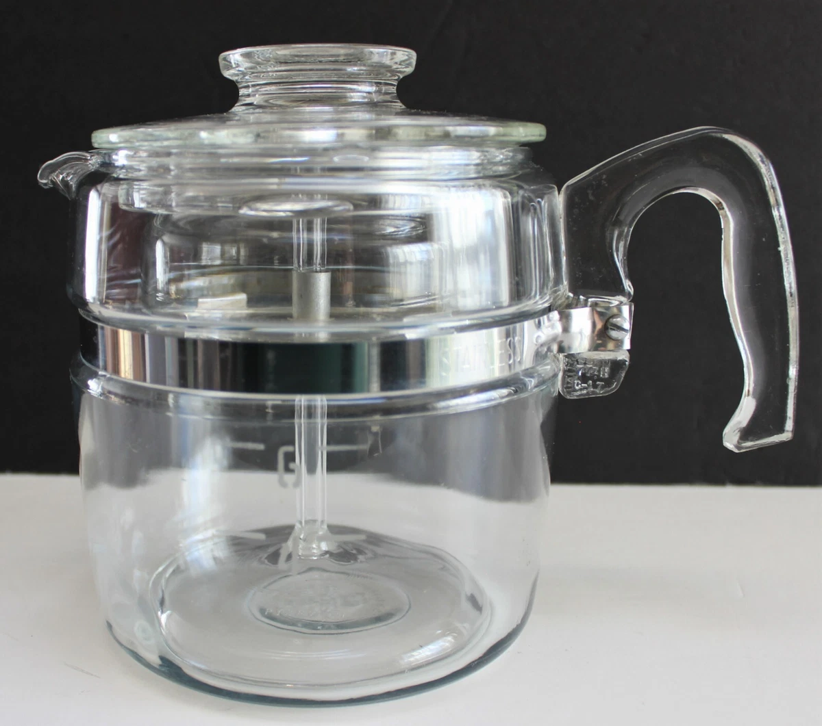 Pyrex, 9 Cup Glass Flameware Coffee Percolator / Pot Complete 