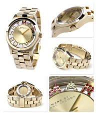 NEW MARC JACOBS HENRY GOLD,PINK,RED,GREEN,GLITZ DIAL,BRACELET WATCH MBM3263