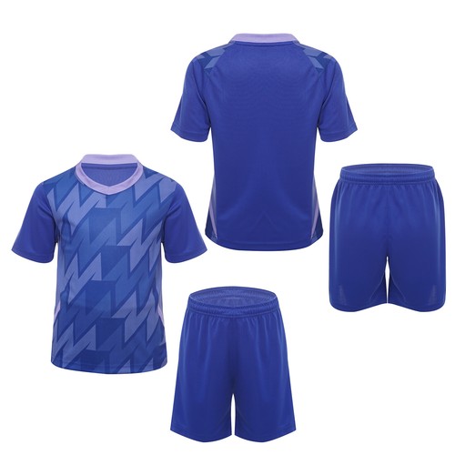 Kids Boys Sport Suit Training T-shirt V Neck Uniform Jogging Activewear Casual - Picture 4 of 55
